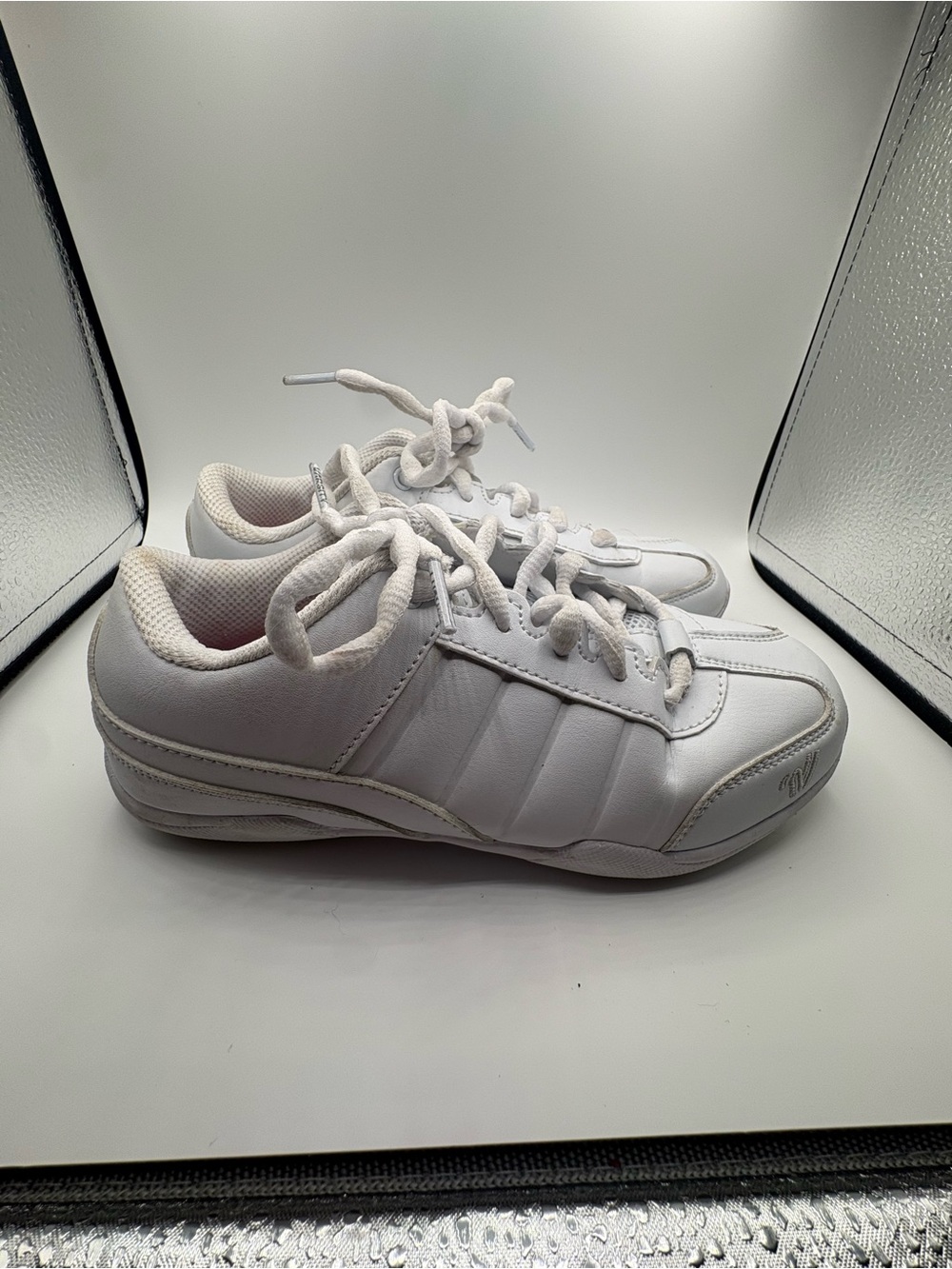 Varsity White Athletic Sneakers with Pink Accent